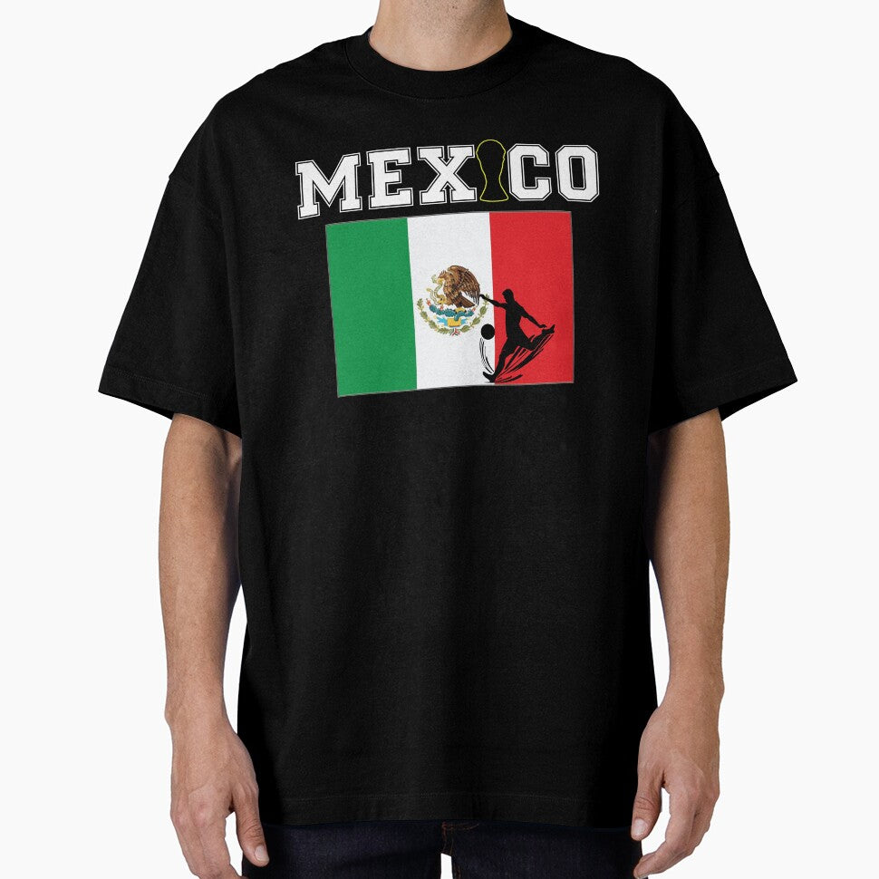 Mexico Soccer Fan with Flag and Player Silhouette by QuiteOrbit