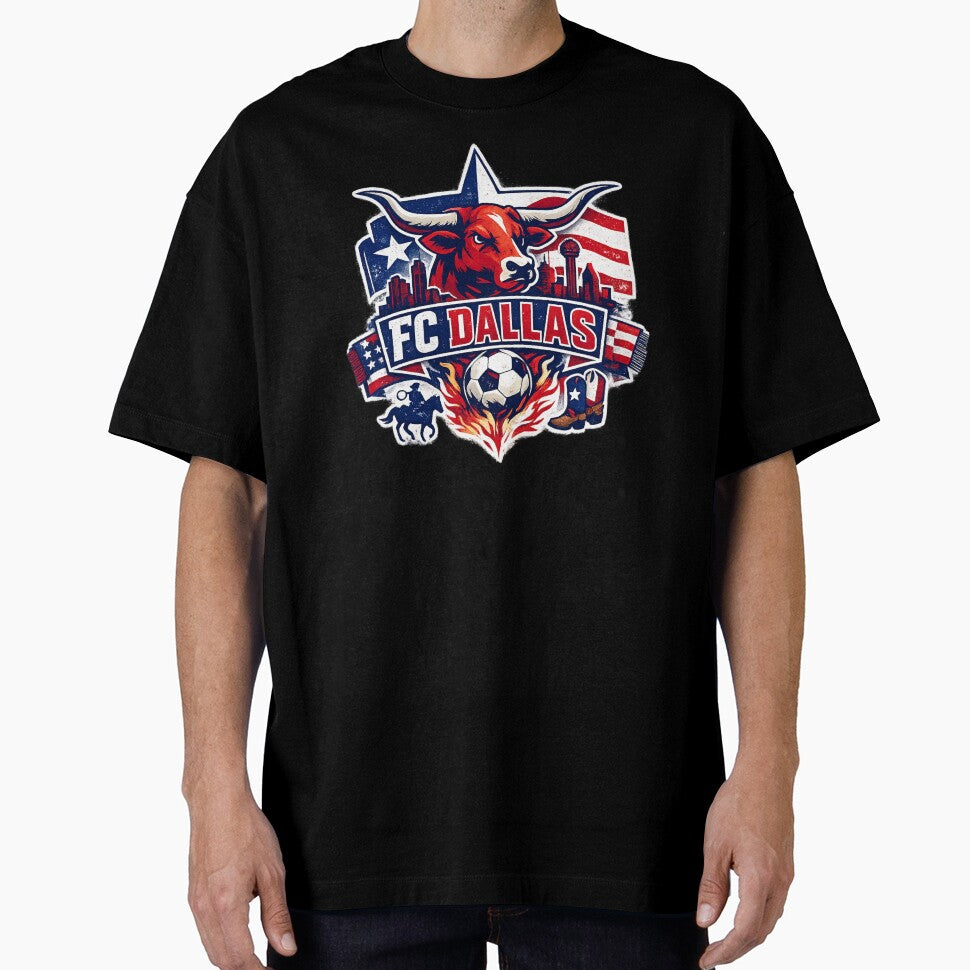 Dallas Soccer Design Texas Football Bull Graphic Dallas Skyline Sports Fan Shirt USA Soccer Gift Texas Pride Tee by GarnerSupplyCo