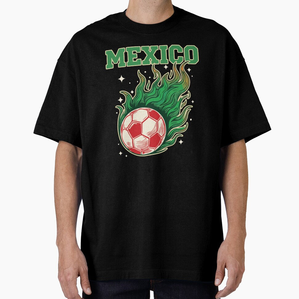 Mexico Soccer Flaming Ball Retro Football Fan Art by BrownHorse90s