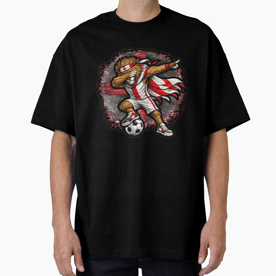 Dabbing Lion Soccer Vintage England Flag by QuiteOrbit