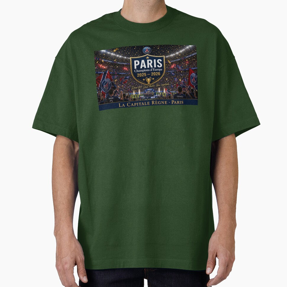 Paris Skyline Champions of Europe 2025 2026 Seine River Championship Banner by BrickByDream