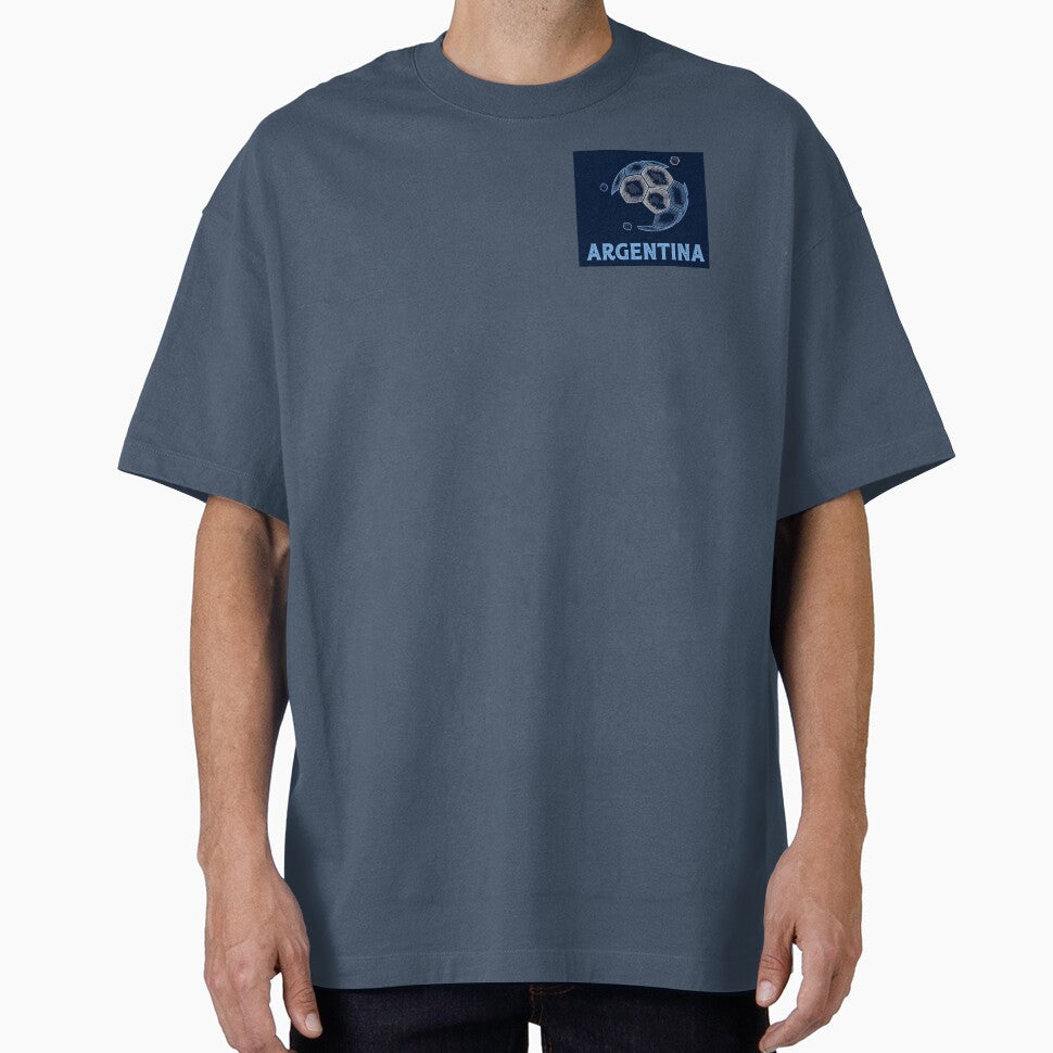 Argentina Vintage Soccer Ball | Minimal Football Line Art T-Shirt by Tiziza