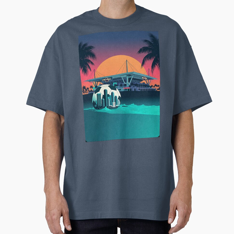 Miami Hard Rock Stadium Sunset Soccer Art by Nexus Space
