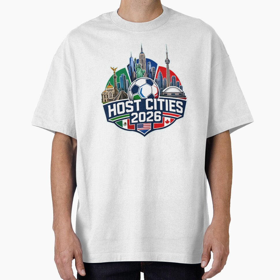 World Cup 2026 Host Cities Skyline New York Mexico City Toronto T-Shirt by Ahmed Nedji