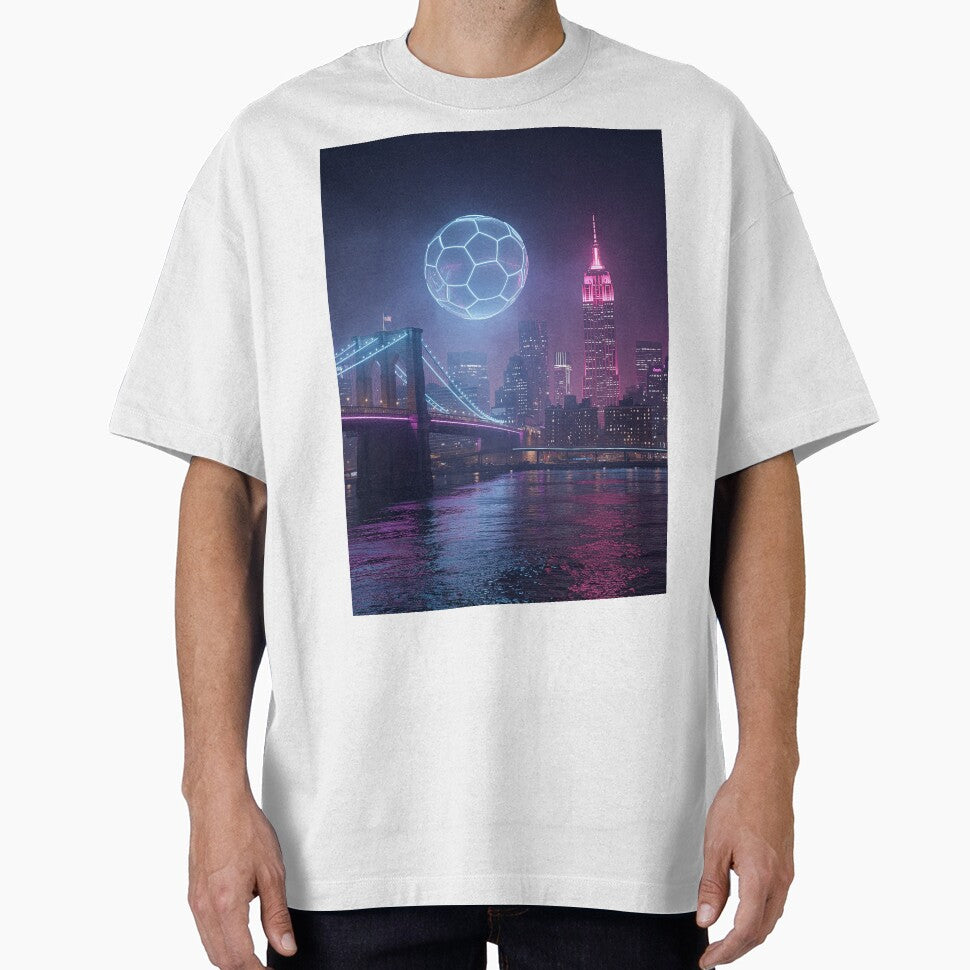 Futuristic Soccer Ball Over Cityscape New York  Host City for The World Cup by BrickByDream