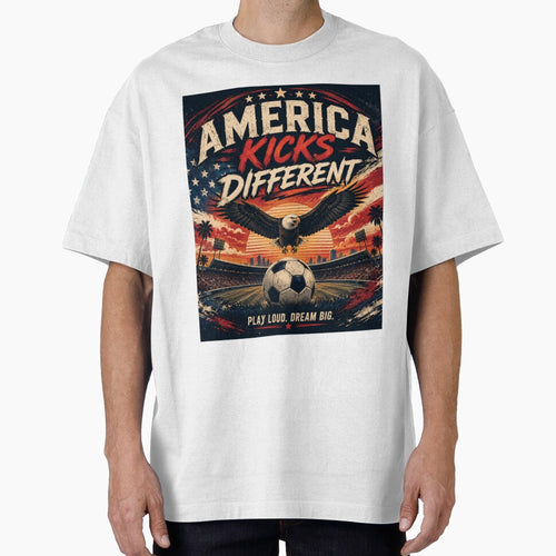 America Kicks Different – Vintage USA Soccer Eagle Retro Sports Poster by Bizertart