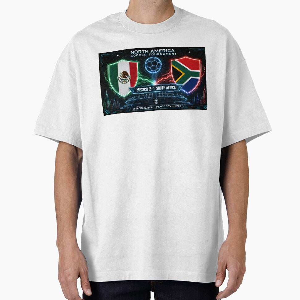 Mexico vs South Africa Soccer Match Neon Artwork by BrickByDream