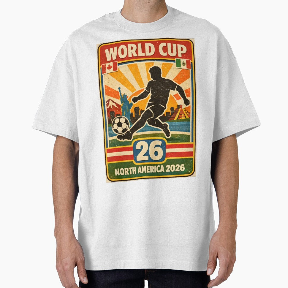 World Cup 26 North America – Retro 1970s Soccer Sticker Tee by WhisperFrame