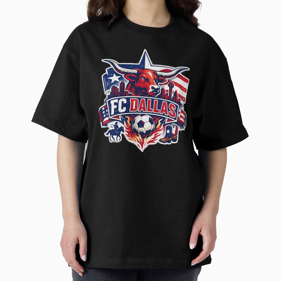 Dallas Soccer Design Texas Football Bull Graphic Dallas Skyline Sports Fan Shirt USA Soccer Gift Texas Pride Tee by GarnerSupplyCo