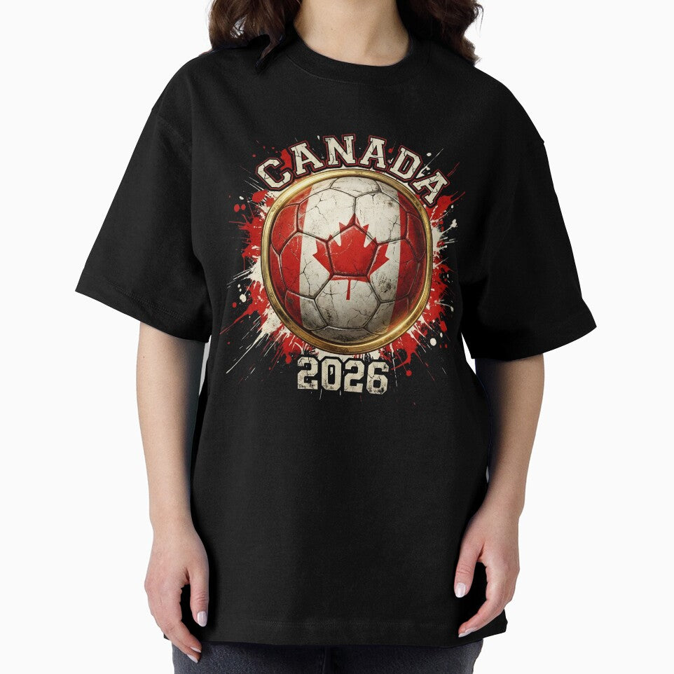 Canada 2026 Soccer - Paint Splash Flag Ball & Maple Leaf by Imaginationbeyond