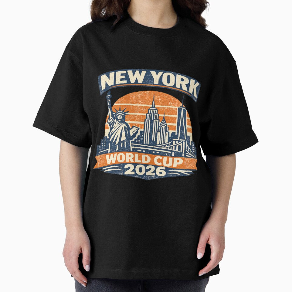 New York World Cup 2026 Vintage Retro Travel T-Shirt | NYC Skyline Football Graphic by ArthUpscale