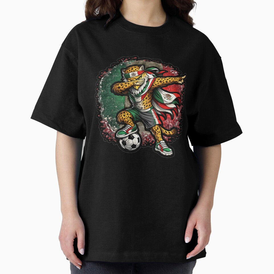 Dabbing leopard Soccer Vintage Mexico Flag by QuiteOrbit