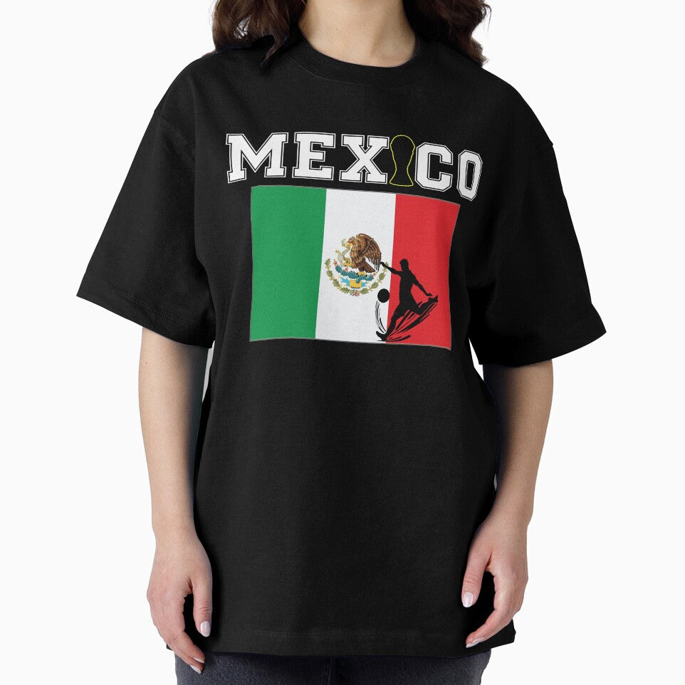 Mexico Soccer Fan with Flag and Player Silhouette by QuiteOrbit