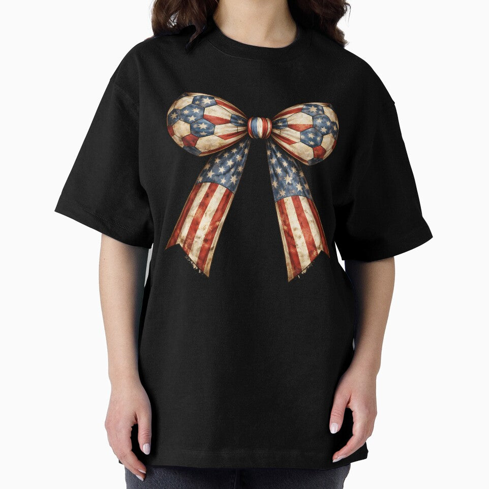 USA Patriotic Coquette Soccer Bow Ribbon – Football Fan Country Pride by MuniraWearify