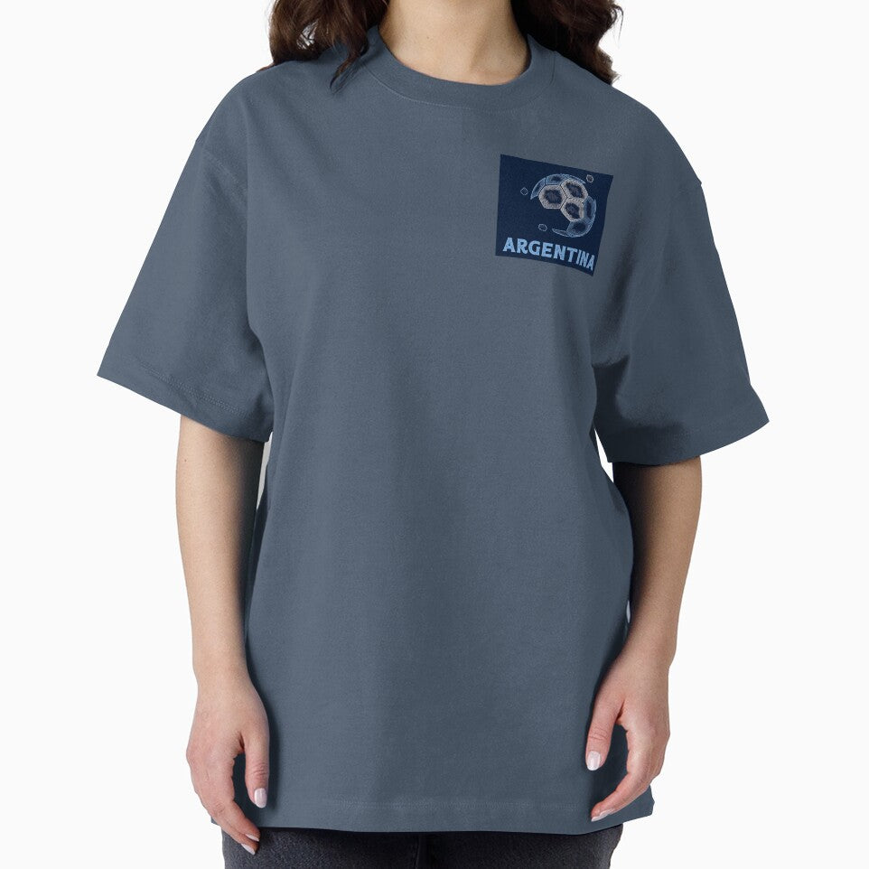 Argentina Vintage Soccer Ball | Minimal Football Line Art T-Shirt by Tiziza