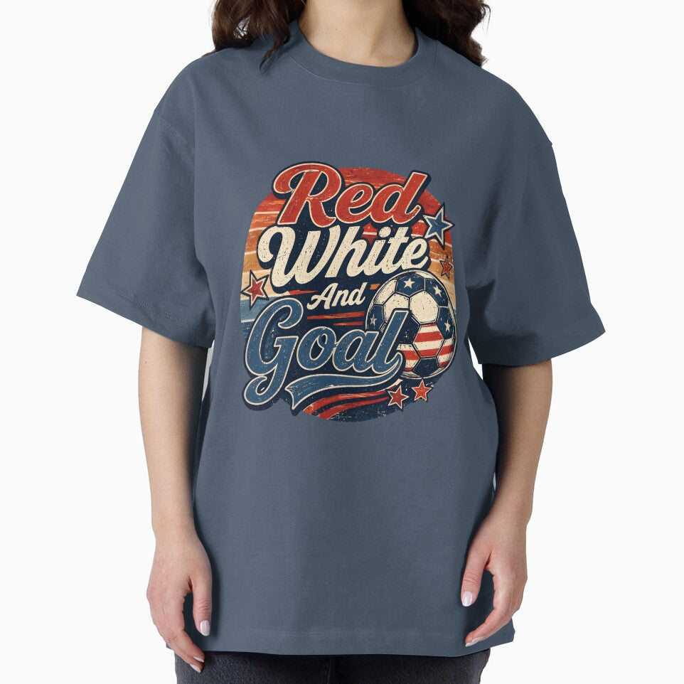 Red White And Goal Patriotic Soccer Vintage T-Shirt by PixelForge11