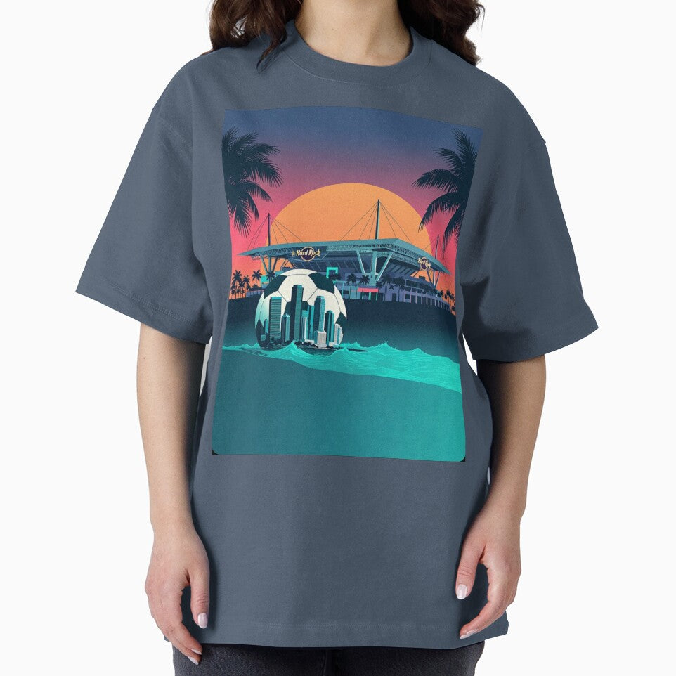 Miami Hard Rock Stadium Sunset Soccer Art by Nexus Space