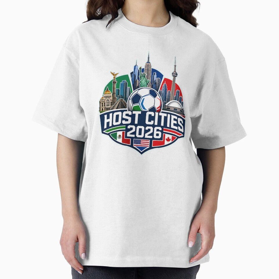 World Cup 2026 Host Cities Skyline New York Mexico City Toronto T-Shirt by Ahmed Nedji