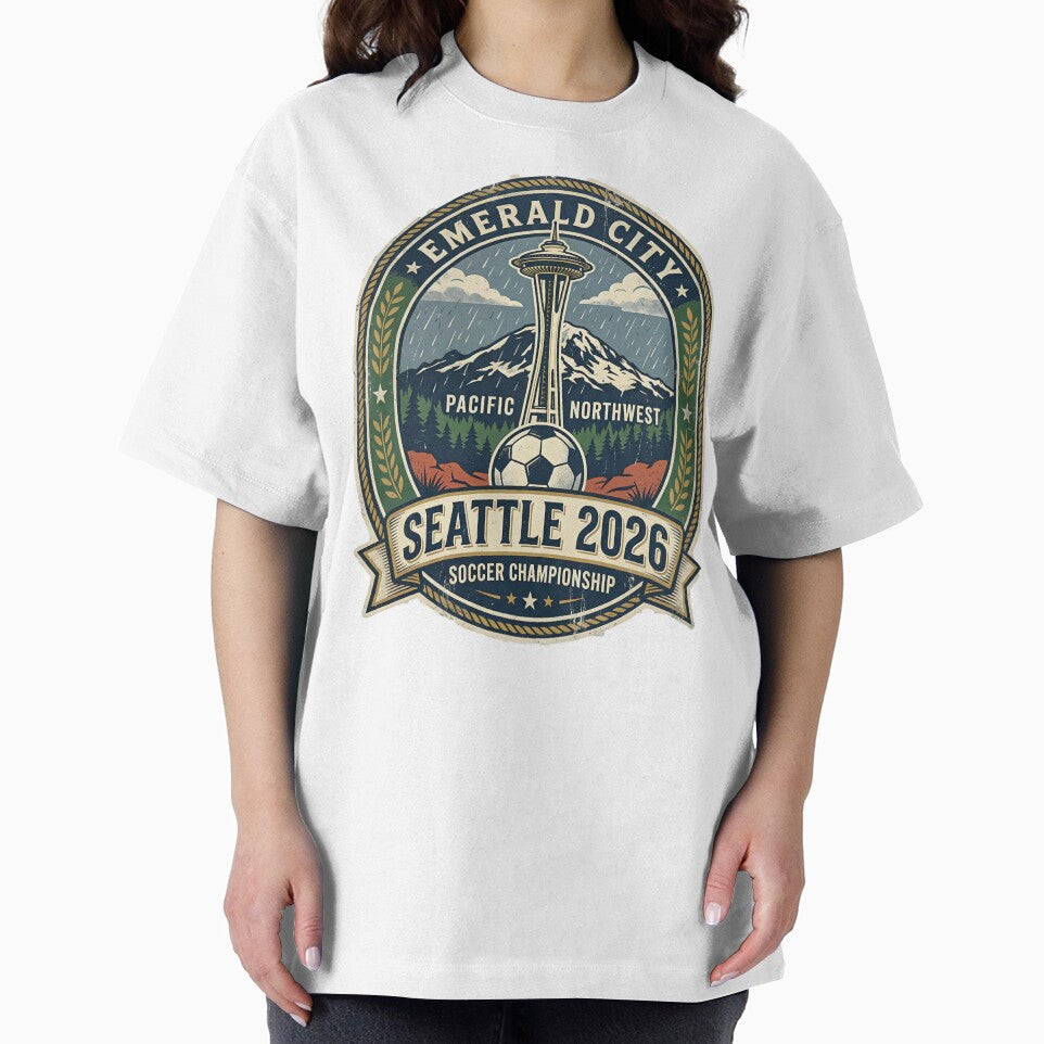 Seattle 2026 World Cup Host City Vintage Football Badge — Emerald City Space Needle Soccer by BrickByDream