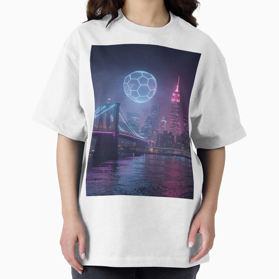 Futuristic Soccer Ball Over Cityscape New York  Host City for The World Cup by BrickByDream