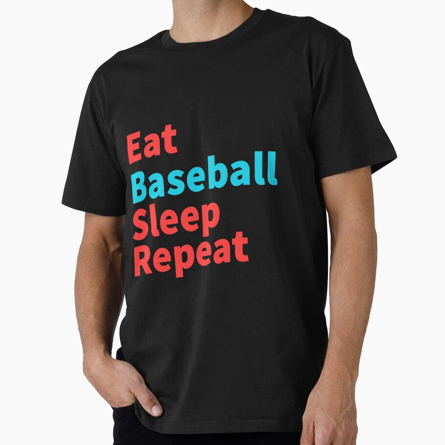 Eat Baseball sleep repeat-inspirational, competitive red and blue by Master4art