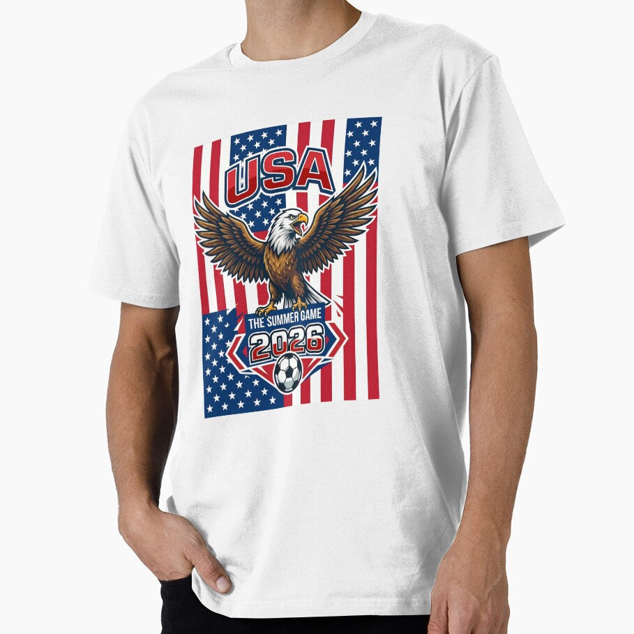 USA The Summer Game 2026 Soccer Eagle Mascot by laughingshirts