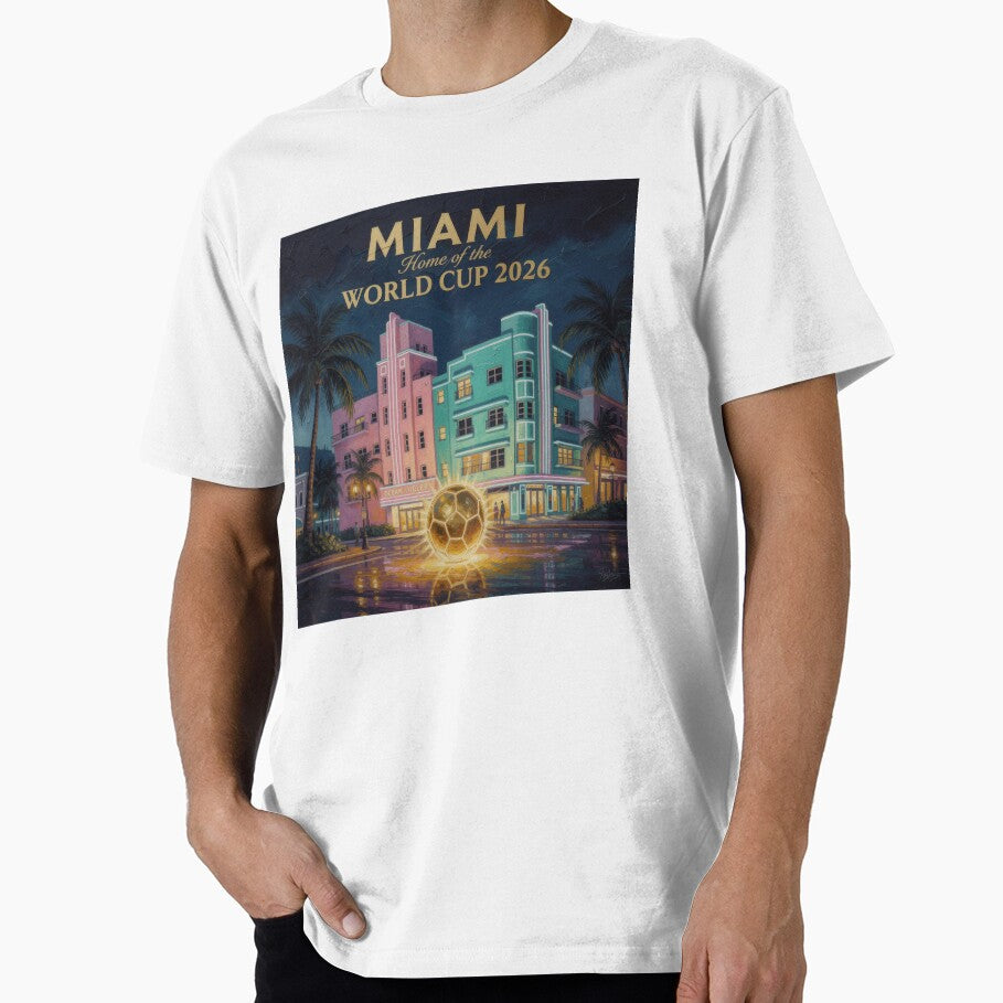 Miami Sunset World Cup 2026 Soccer Poster — Art Deco Boulevard Print by BrickByDream