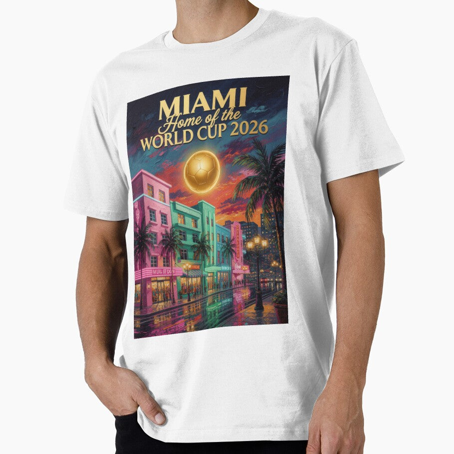 Miami Art Deco World Cup 2026 Soccer Poster — Ocean Drive Fine Art Print by BrickByDream