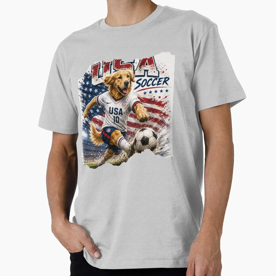 USA Soccer Golden Retriever Backpack | Patriotic Dog Soccer Fan Art by WhatASunShine