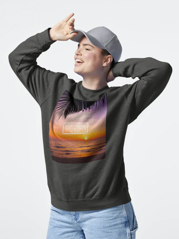 Inspirational Beach Quote Design – Without a Purpose There Is No Peace in the Heart – AI Photo Art for Mindful Living Classic T-Shirt