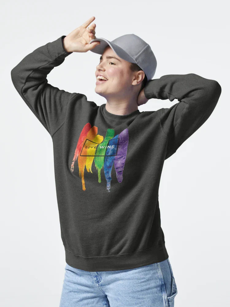 Watercolor LGBT Love Wins Rainbow Paint Typographic Classic T-Shirt