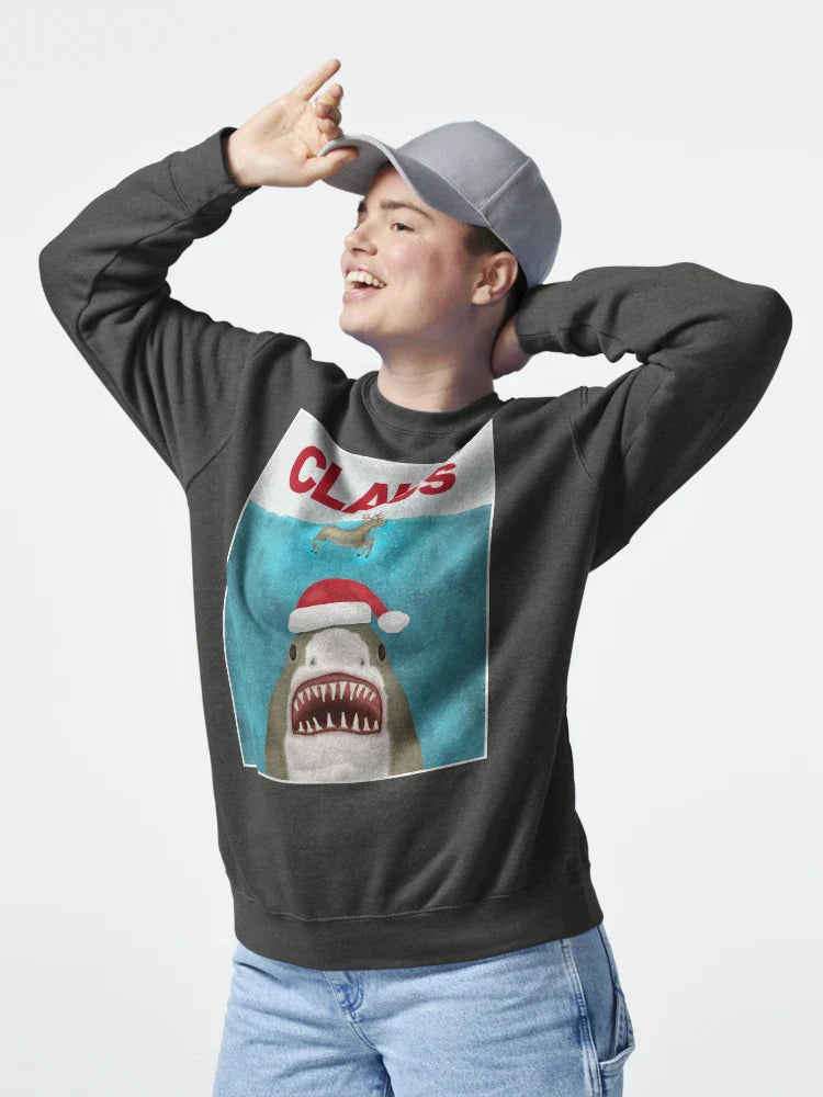 Funny Christmas Santa Claus Shark Reindeer Humor Classic T-Shirt