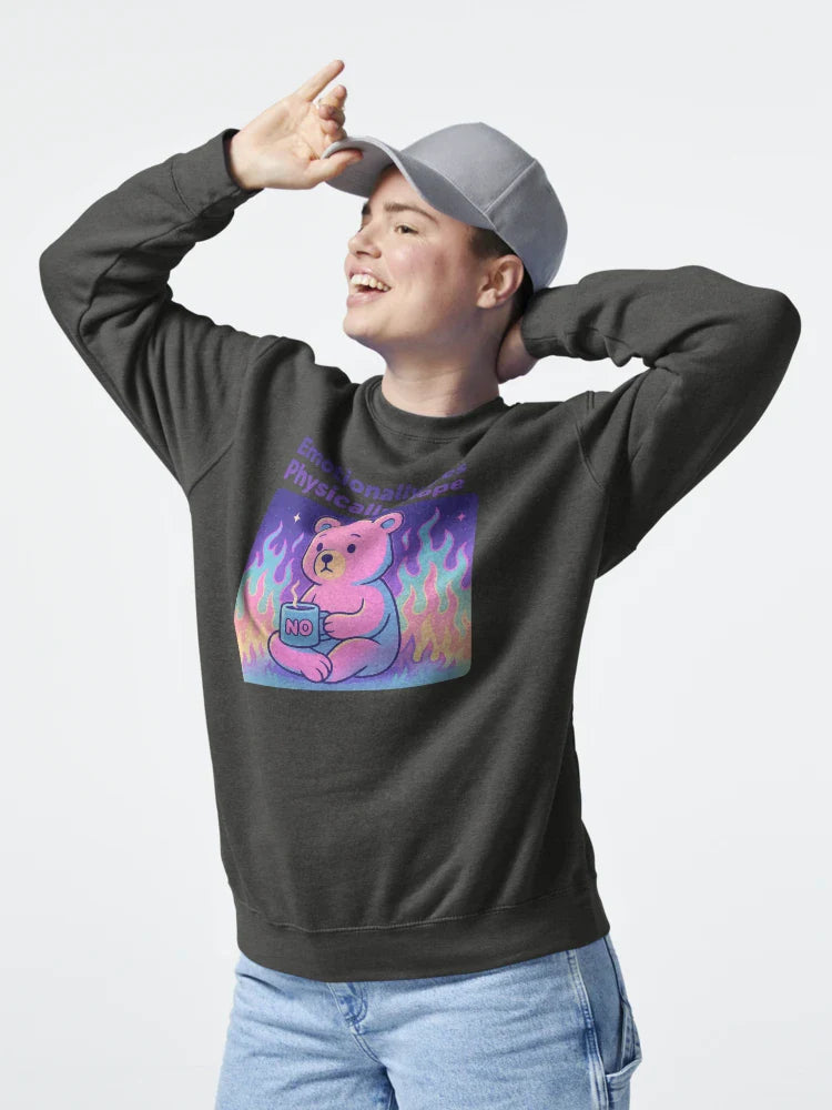 Emotionally Yes, Physically Nope – Funny Bear Chaos Shirt, Vaporwave Cartoon Animal Design Classic T-Shirt
