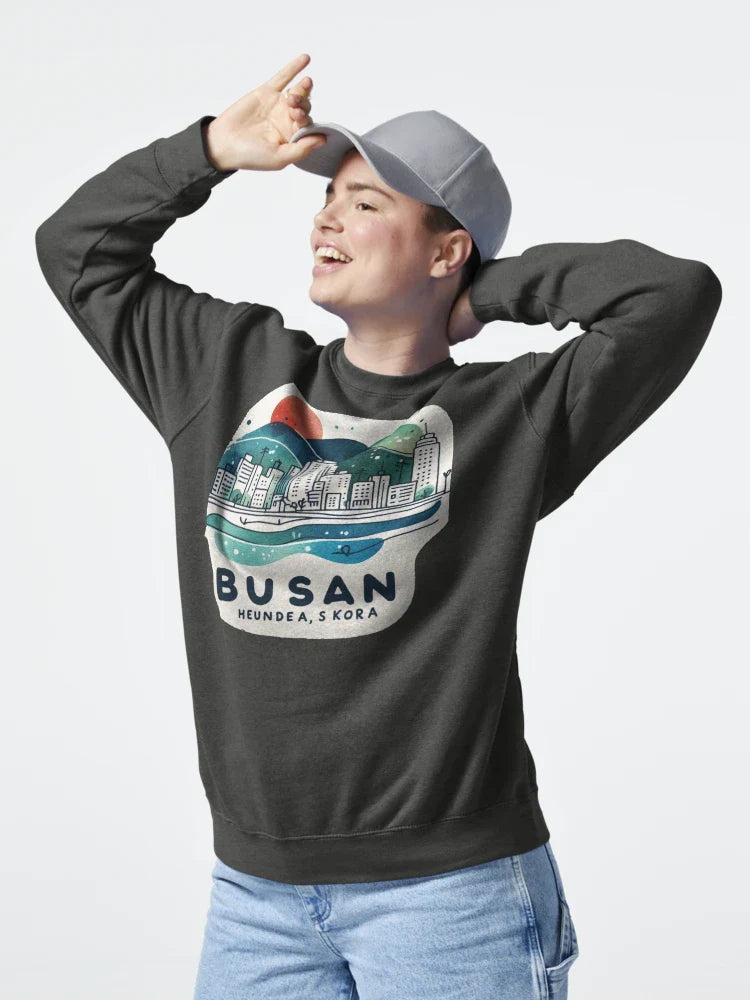Busan Haeundae South Korea Minimalist Watercolor Cityscape Sticker,  Classic T-Shirt