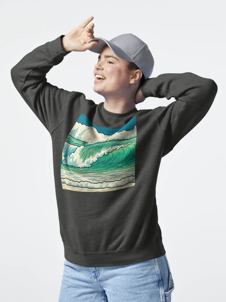 Rolling Wave Art | Vibrant Surf in Retro Style Classic T-Shirt