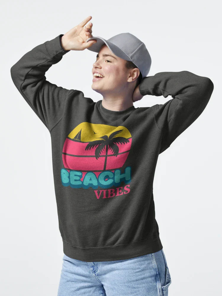 Beach Vibes - Retro Sunset Palm Tree Tropical Vintage Ocean Classic T-Shirt