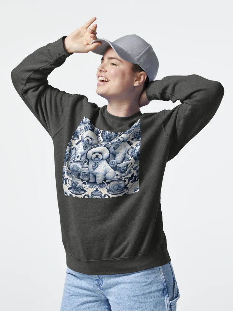 Delft Bichon Teaware Pattern – Blue Porcelain Dog Design Classic T-Shirt