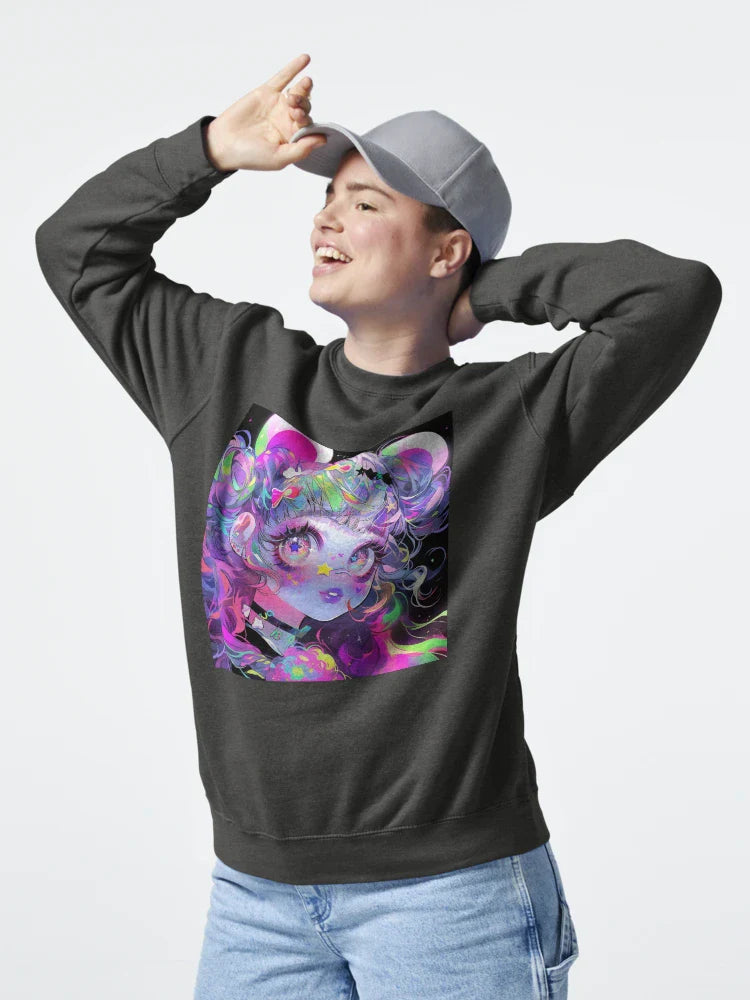 Neon Galaxy Anime Girl Aesthetic Classic T-Shirt