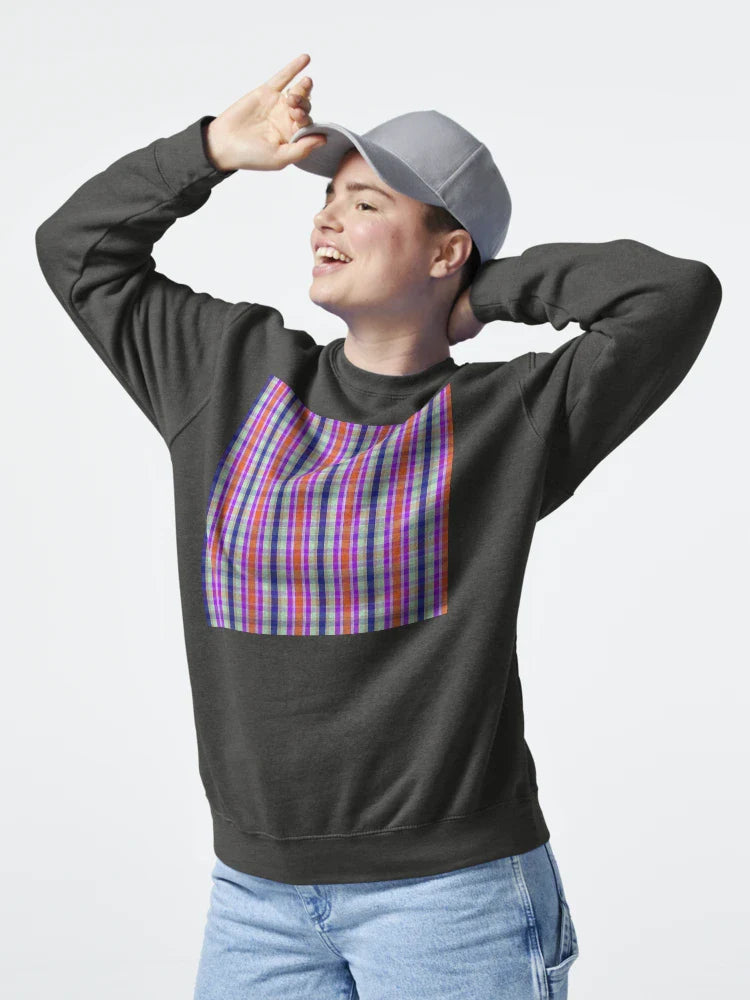Vibrant plaid pattern featuring mix of red, blue, and white colors, creating lively and dynamic textile design Classic T-Shirt