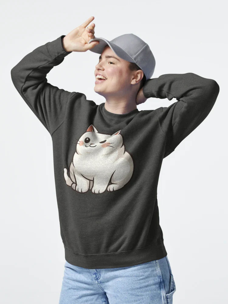Chonky Cute White Cat | Funny Lazy Cat Sticker | Adorable Cat Art | Kawaii Chubby Kitty Classic T-Shirt