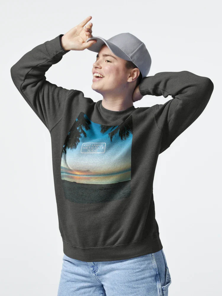 Inspirational Beach Quote Design #10– Without a Purpose There Is No Peace in the Heart – AI Photo Art for Mindful Living Classic T-Shirt