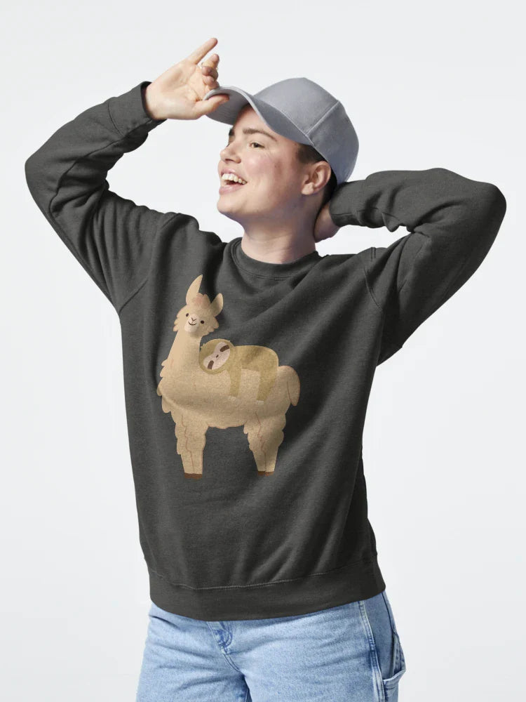 Adorable Sloth Relaxing on a Llama | Funny Llama Sloth Classic T-Shirt