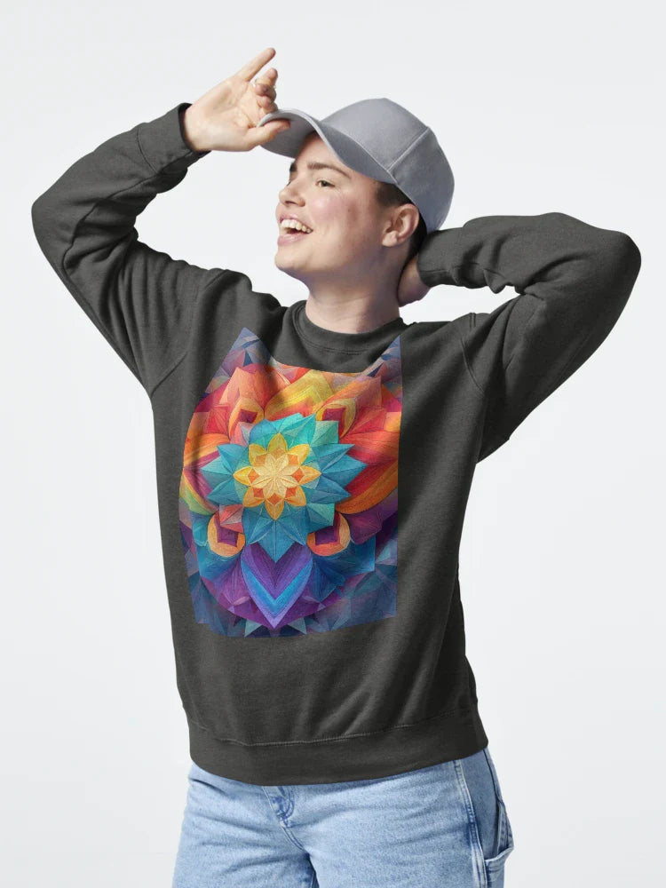 Beautiful and heavenly mandala art, kaleidoscope of bright rainbow, origami Classic T-Shirt