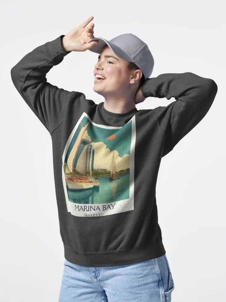 Marina Bay Poster – Iconic Sailboats & Sunset Skyline Classic T-Shirt