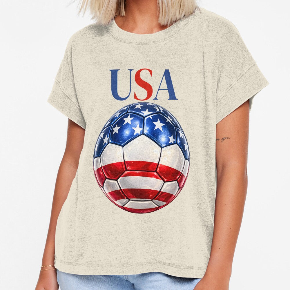 USA Soccer Ball Red White Blue Football Design Patriotic Sports Gift by ArtSpark Studio