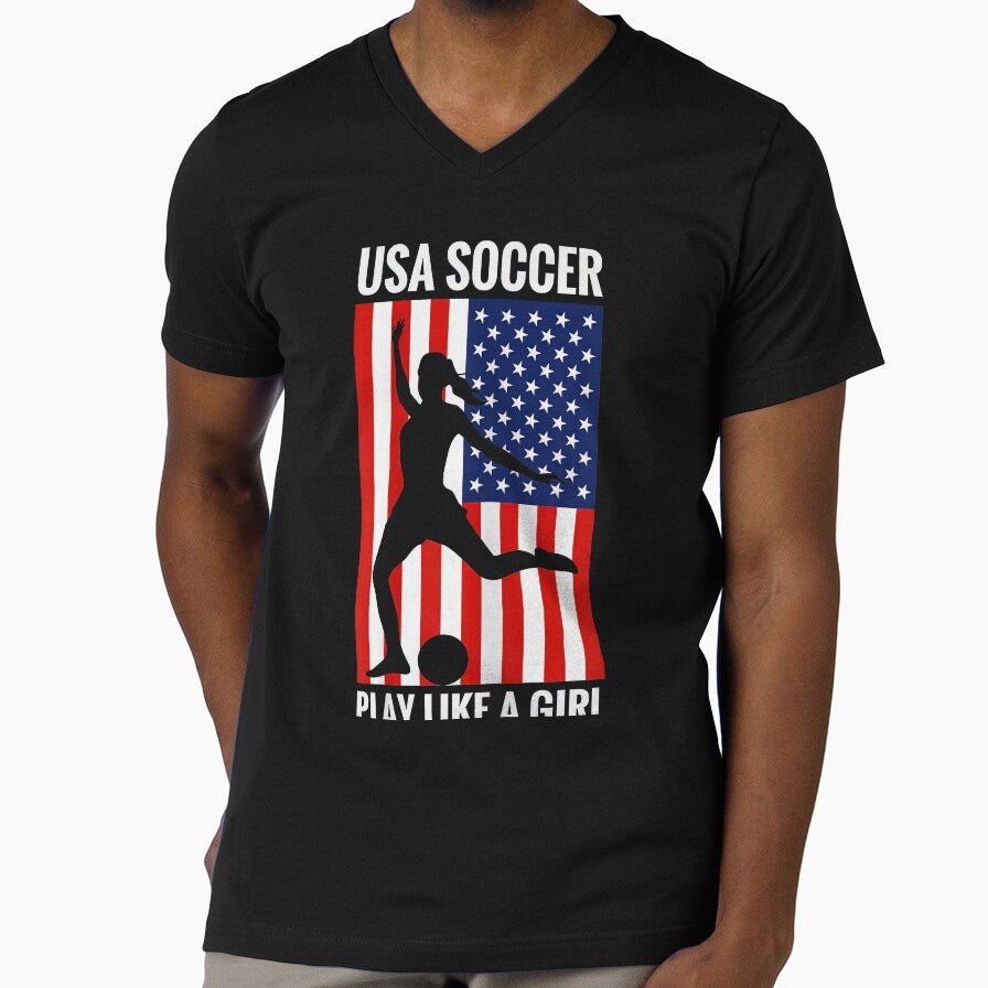 USA Soccer Play Like A Girl Shirt | American Women's Football Fan Design by 3liegy