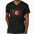 USA Soccer American Flag Distressed Soccer Ball T-Shirt by 3liegy