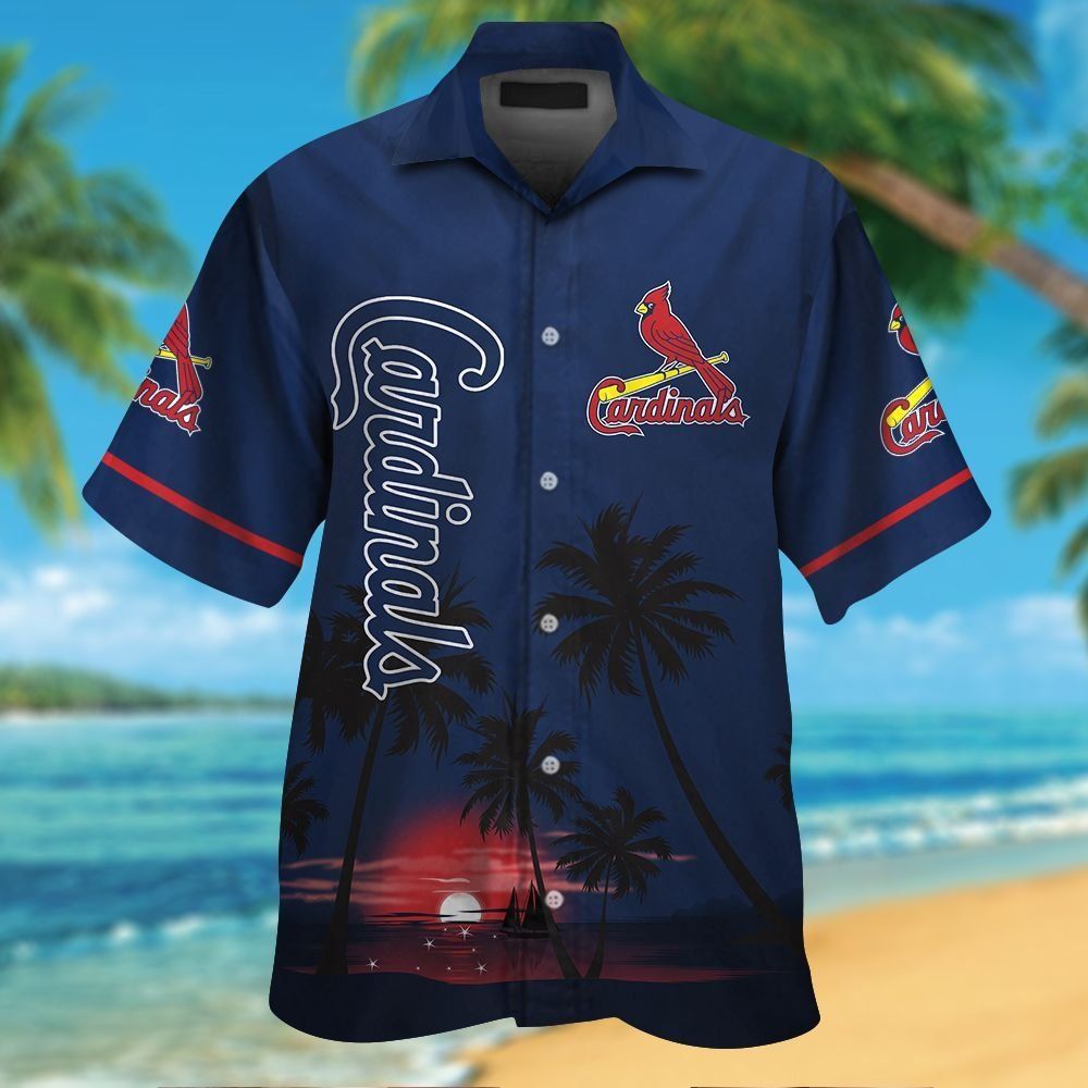 St Louis Cardinals Short Sleeve Button Up Tropical Hawaiian Shirt VER012