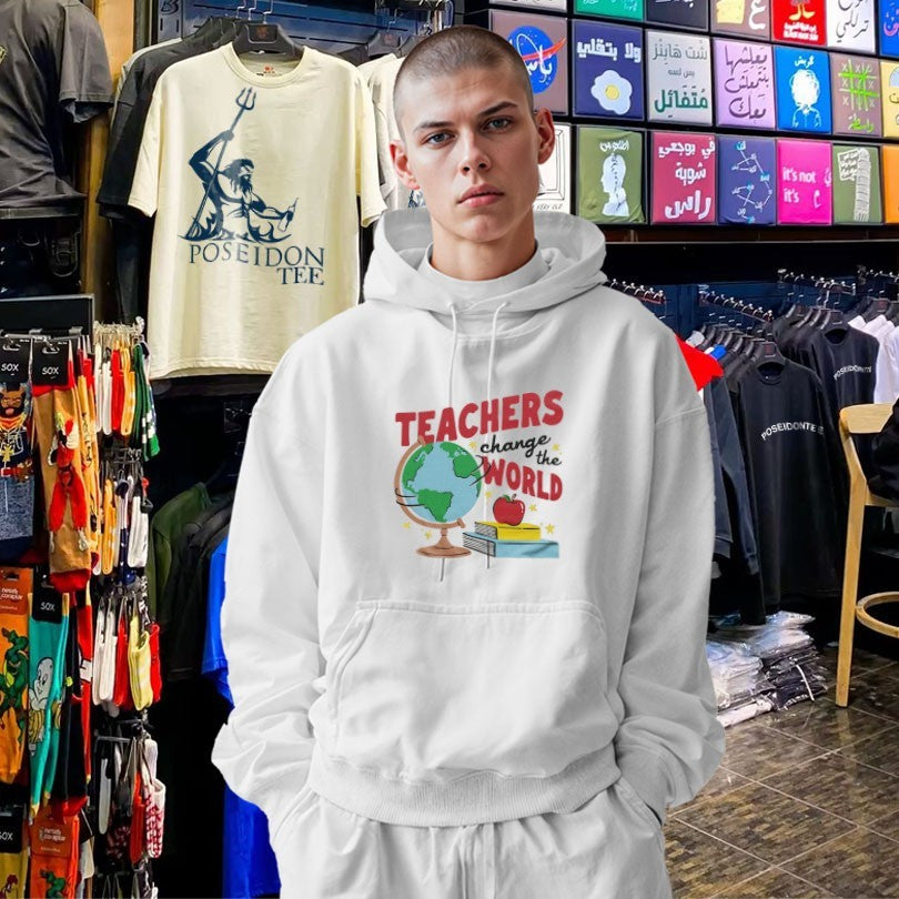 Teachers Change The World White & Red Ringer T-shirt