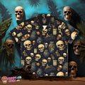 Undead Apothecary Skeletons Shadow Men's Horror Hawaiian Aloha Shirt